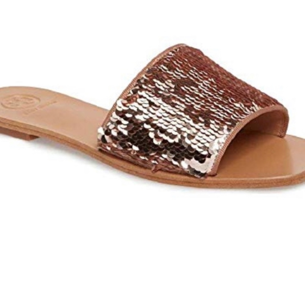 Tory Burch Carter Reversible Sequin Slide Sandals - Picture 2 of 8